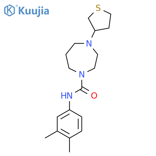 N-(3,4-dimethylphenyl)-4-(thiolan-3-yl)-1,4-diazepane-1-carboxamide structure