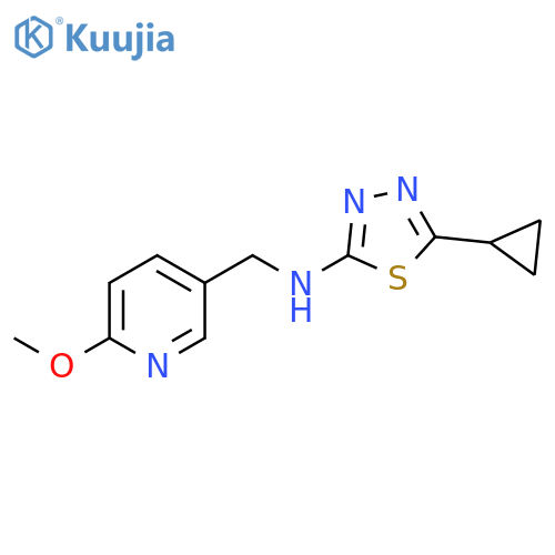 5-cyclopropyl-N-[(6-methoxypyridin-3-yl)methyl]-1,3,4-thiadiazol-2-amine structure