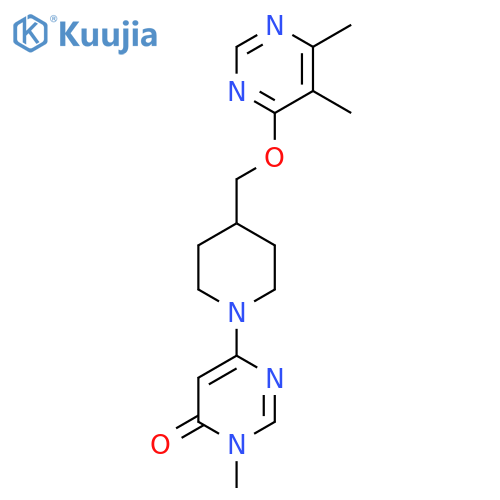 6-(4-{(5,6-dimethylpyrimidin-4-yl)oxymethyl}piperidin-1-yl)-3-methyl-3,4-dihydropyrimidin-4-one structure