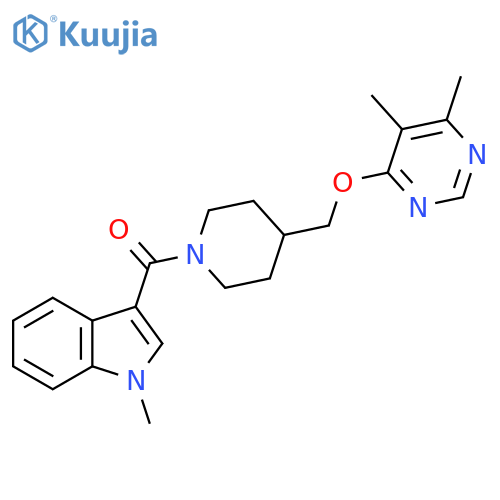 3-(4-{(5,6-dimethylpyrimidin-4-yl)oxymethyl}piperidine-1-carbonyl)-1-methyl-1H-indole structure