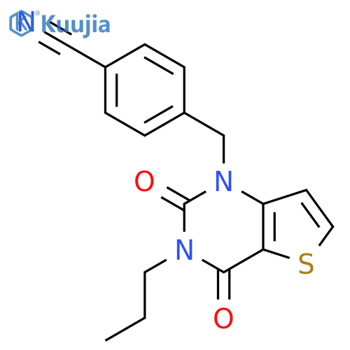 4-({2,4-dioxo-3-propyl-1H,2H,3H,4H-thieno3,2-dpyrimidin-1-yl}methyl)benzonitrile structure
