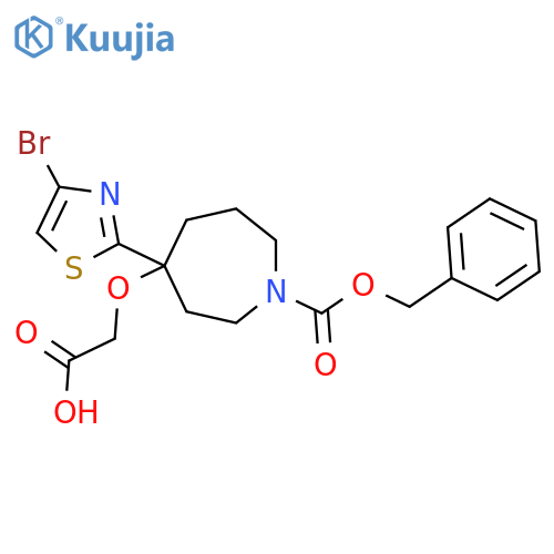 2-({1-[(Benzyloxy)carbonyl]-4-(4-bromo-1,3-thiazol-2-yl)azepan-4-yl}oxy)acetic acid structure