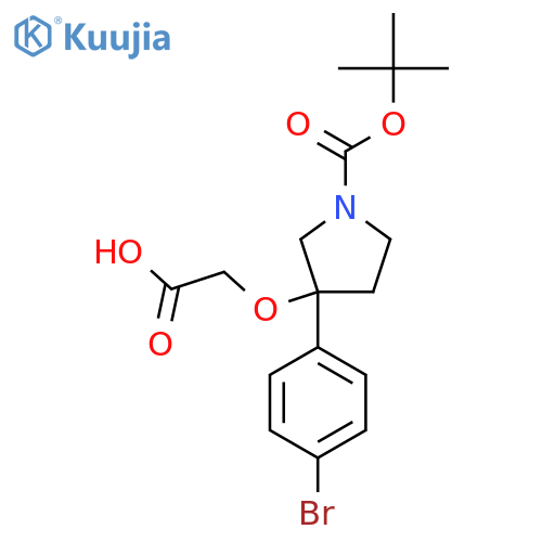 2-{[3-(4-Bromophenyl)-1-[(tert-butoxy)carbonyl]pyrrolidin-3-yl]oxy}acetic acid structure