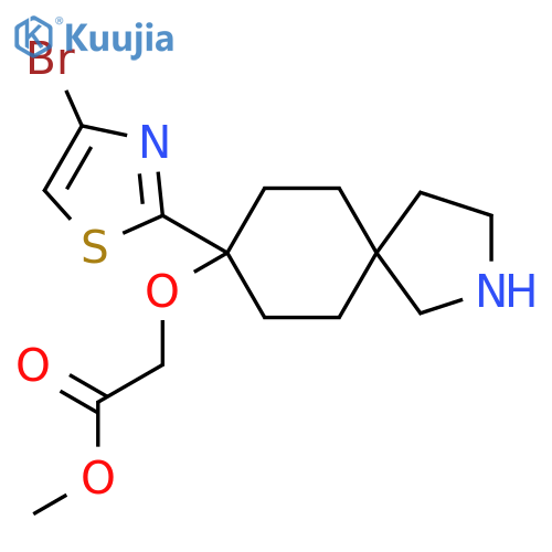 Methyl 2-{[8-(4-bromo-1,3-thiazol-2-yl)-2-azaspiro[4.5]decan-8-yl]oxy}acetate structure