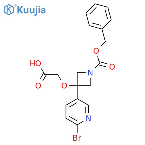 2-({1-[(Benzyloxy)carbonyl]-3-(6-bromopyridin-3-yl)azetidin-3-yl}oxy)acetic acid structure