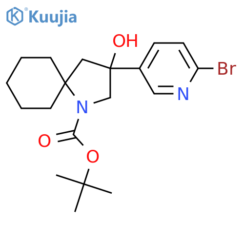 Tert-butyl 3-(6-bromopyridin-3-yl)-3-hydroxy-1-azaspiro[4.5]decane-1-carboxylate structure