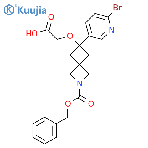 2-({2-[(Benzyloxy)carbonyl]-6-(6-bromopyridin-3-yl)-2-azaspiro[3.3]heptan-6-yl}oxy)acetic acid structure