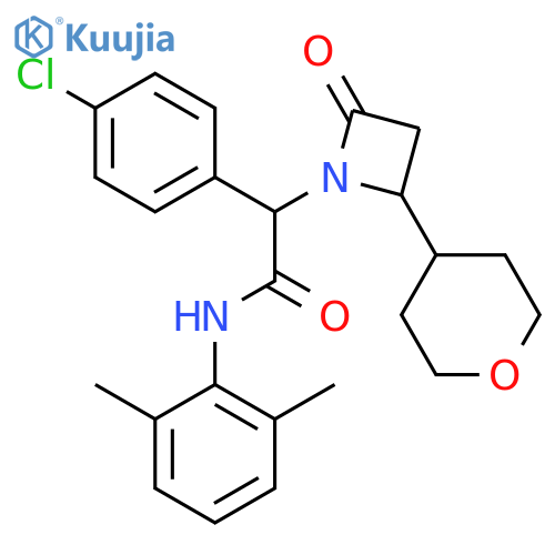 2-(4-chlorophenyl)-N-(2,6-dimethylphenyl)-2-2-(oxan-4-yl)-4-oxoazetidin-1-ylacetamide structure