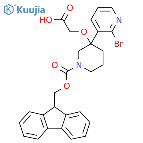 2-{[3-(2-bromopyridin-3-yl)-1-{[(9H-fluoren-9-yl)methoxy]carbonyl}piperidin-3-yl]oxy}acetic acid structure