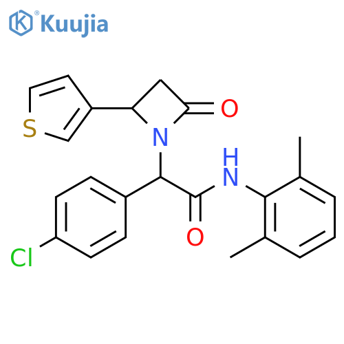 2-(4-chlorophenyl)-N-(2,6-dimethylphenyl)-2-2-oxo-4-(thiophen-3-yl)azetidin-1-ylacetamide structure