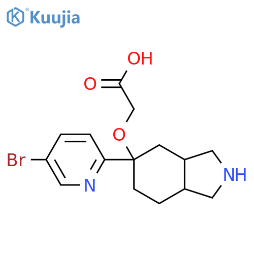 2-{[5-(5-bromopyridin-2-yl)-octahydro-1H-isoindol-5-yl]oxy}acetic acid structure