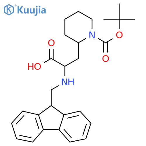 2-(9H-Fluoren-9-ylmethylamino)-3-[1-[(2-methylpropan-2-yl)oxycarbonyl]piperidin-2-yl]propanoic acid structure