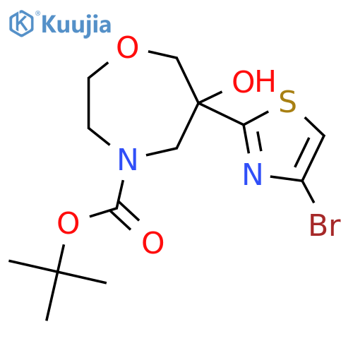 Tert-butyl 6-(4-bromo-1,3-thiazol-2-yl)-6-hydroxy-1,4-oxazepane-4-carboxylate structure