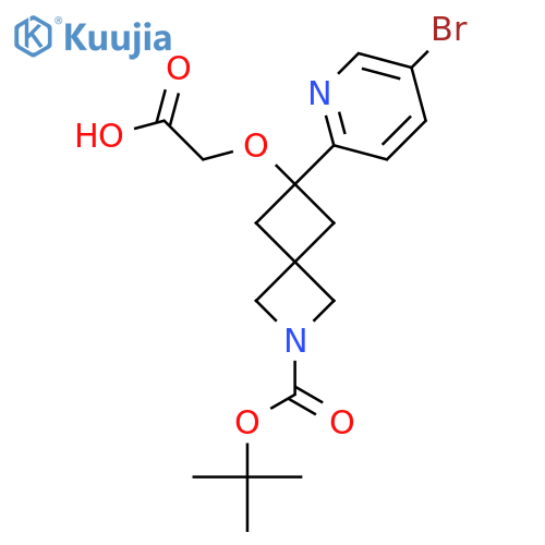 2-{[6-(5-Bromopyridin-2-yl)-2-[(tert-butoxy)carbonyl]-2-azaspiro[3.3]heptan-6-yl]oxy}acetic acid structure