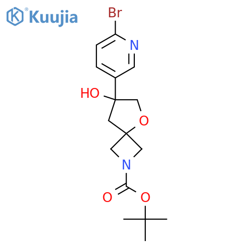 Tert-butyl 7-(6-bromopyridin-3-yl)-7-hydroxy-5-oxa-2-azaspiro[3.4]octane-2-carboxylate structure