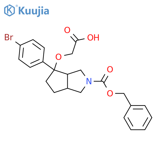 2-({2-[(Benzyloxy)carbonyl]-4-(4-bromophenyl)-octahydrocyclopenta[c]pyrrol-4-yl}oxy)acetic acid structure