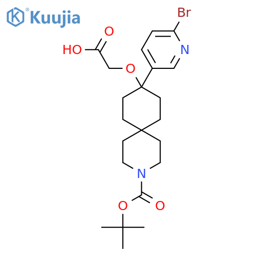 2-{[9-(6-Bromopyridin-3-yl)-3-[(tert-butoxy)carbonyl]-3-azaspiro[5.5]undecan-9-yl]oxy}acetic acid structure