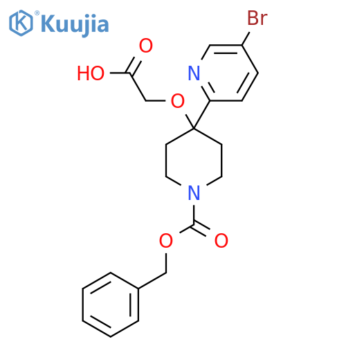2-({1-[(Benzyloxy)carbonyl]-4-(5-bromopyridin-2-yl)piperidin-4-yl}oxy)acetic acid structure