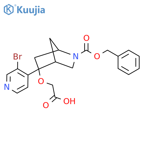 2-({2-[(Benzyloxy)carbonyl]-5-(3-bromopyridin-4-yl)-2-azabicyclo[2.2.1]heptan-5-yl}oxy)acetic acid structure