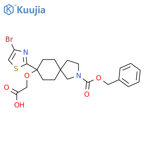 2-({2-[(Benzyloxy)carbonyl]-8-(4-bromo-1,3-thiazol-2-yl)-2-azaspiro[4.5]decan-8-yl}oxy)acetic acid structure