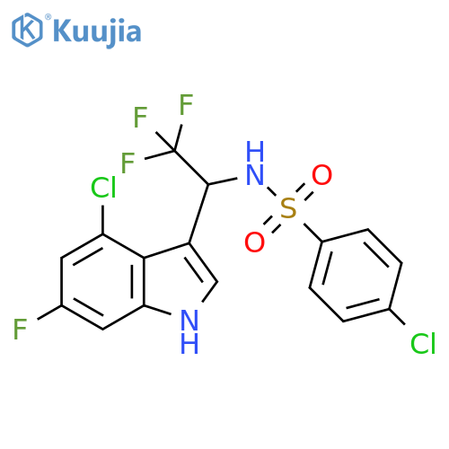 4-chloro-N-1-(4-chloro-6-fluoro-1H-indol-3-yl)-2,2,2-trifluoroethylbenzene-1-sulfonamide structure