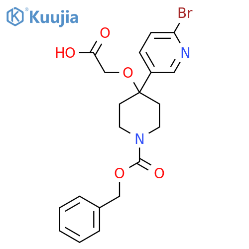 2-({1-[(Benzyloxy)carbonyl]-4-(6-bromopyridin-3-yl)piperidin-4-yl}oxy)acetic acid structure