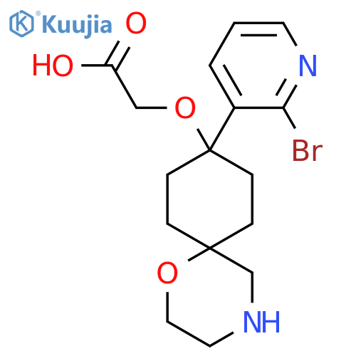 2-{[9-(2-Bromopyridin-3-yl)-1-oxa-4-azaspiro[5.5]undecan-9-yl]oxy}acetic acid structure
