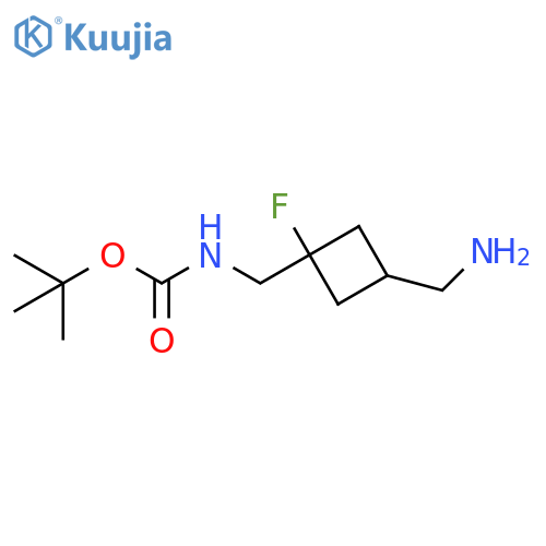 Tert-butyl N-[[3-(aminomethyl)-1-fluorocyclobutyl]methyl]carbamate structure