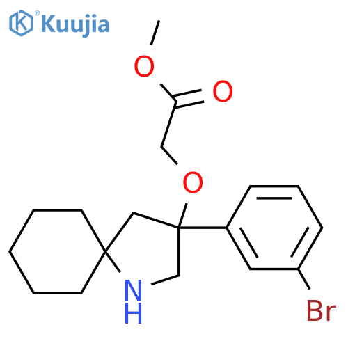 Methyl 2-{[3-(3-bromophenyl)-1-azaspiro[4.5]decan-3-yl]oxy}acetate structure