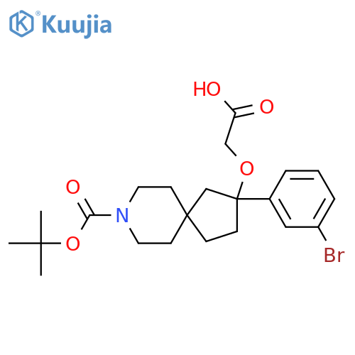 2-{[2-(3-Bromophenyl)-8-[(tert-butoxy)carbonyl]-8-azaspiro[4.5]decan-2-yl]oxy}acetic acid structure