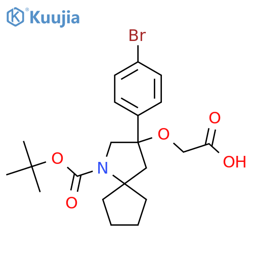 2-{[3-(4-Bromophenyl)-1-[(tert-butoxy)carbonyl]-1-azaspiro[4.4]nonan-3-yl]oxy}acetic acid structure