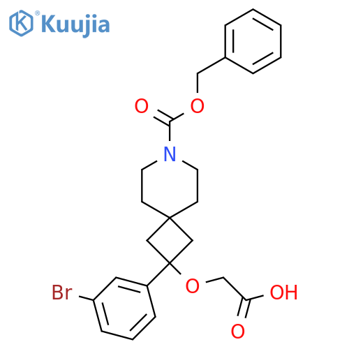 2-({7-[(Benzyloxy)carbonyl]-2-(3-bromophenyl)-7-azaspiro[3.5]nonan-2-yl}oxy)acetic acid structure