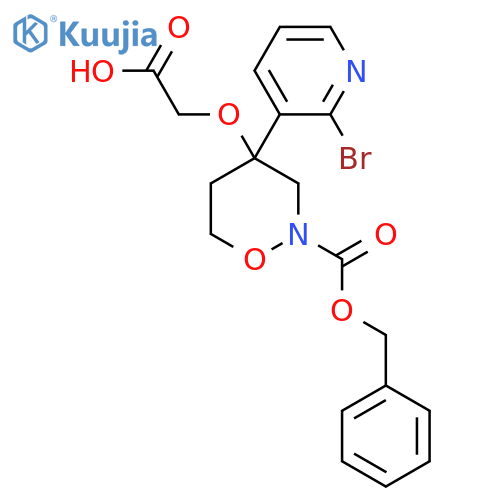 2-({2-[(Benzyloxy)carbonyl]-4-(2-bromopyridin-3-yl)-1,2-oxazinan-4-yl}oxy)acetic acid structure