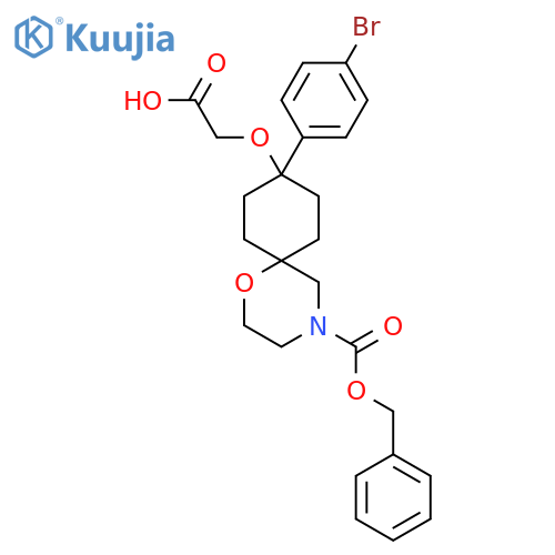 2-({4-[(Benzyloxy)carbonyl]-9-(4-bromophenyl)-1-oxa-4-azaspiro[5.5]undecan-9-yl}oxy)acetic acid structure