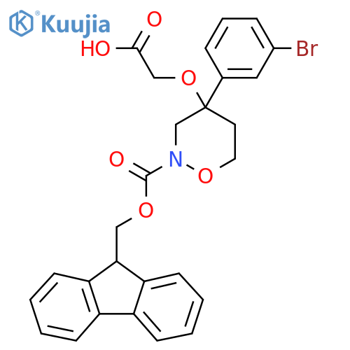 2-{[4-(3-bromophenyl)-2-{[(9H-fluoren-9-yl)methoxy]carbonyl}-1,2-oxazinan-4-yl]oxy}acetic acid structure
