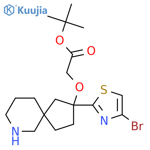 Tert-butyl 2-{[2-(4-bromo-1,3-thiazol-2-yl)-7-azaspiro[4.5]decan-2-yl]oxy}acetate structure