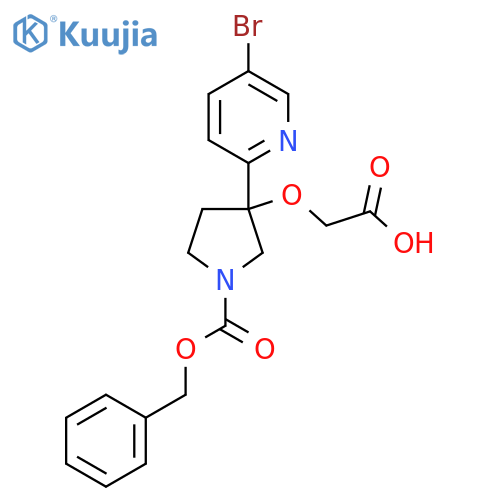 2-({1-[(Benzyloxy)carbonyl]-3-(5-bromopyridin-2-yl)pyrrolidin-3-yl}oxy)acetic acid structure