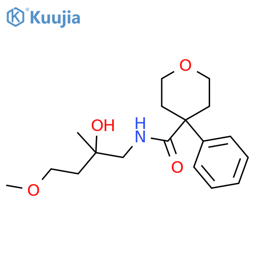 N-(2-hydroxy-4-methoxy-2-methylbutyl)-4-phenyloxane-4-carboxamide structure