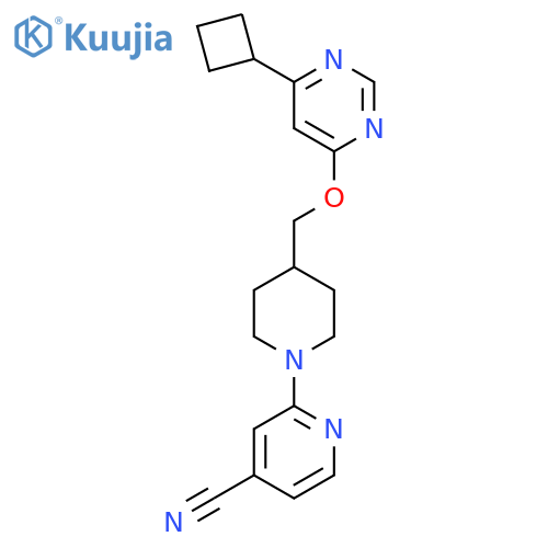 2-(4-{(6-cyclobutylpyrimidin-4-yl)oxymethyl}piperidin-1-yl)pyridine-4-carbonitrile structure