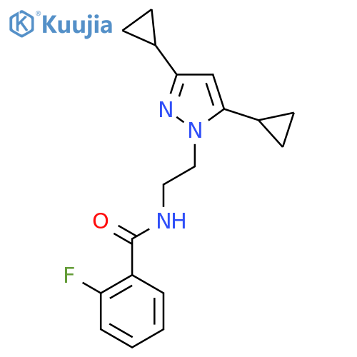 N-2-(3,5-dicyclopropyl-1H-pyrazol-1-yl)ethyl-2-fluorobenzamide structure
