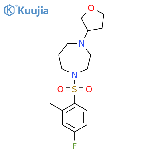 1-(4-fluoro-2-methylbenzenesulfonyl)-4-(oxolan-3-yl)-1,4-diazepane structure