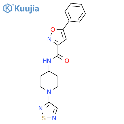 5-phenyl-N-[1-(1,2,5-thiadiazol-3-yl)piperidin-4-yl]-1,2-oxazole-3-carboxamide structure