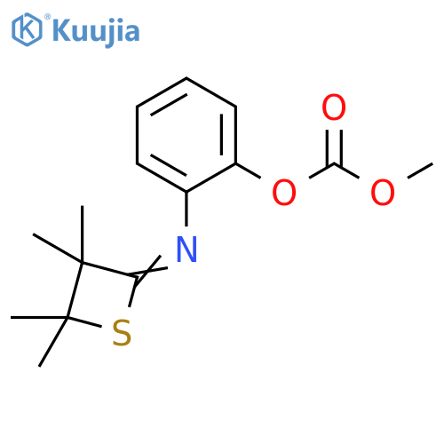 Carbonic acid, methyl2-[(3,3,4,4-tetramethyl-2-thietanylidene)amino]phenyl ester structure