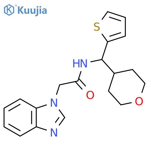 2-(1H-1,3-benzodiazol-1-yl)-N-(oxan-4-yl)(thiophen-2-yl)methylacetamide structure