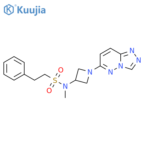 N-methyl-2-phenyl-N-(1-{1,2,4triazolo4,3-bpyridazin-6-yl}azetidin-3-yl)ethane-1-sulfonamide structure