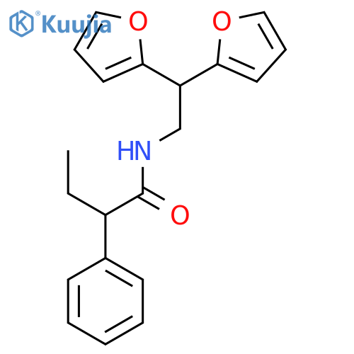 N-[2,2-bis(furan-2-yl)ethyl]-2-phenylbutanamide structure