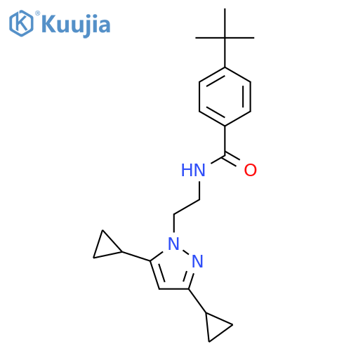 4-tert-butyl-N-2-(3,5-dicyclopropyl-1H-pyrazol-1-yl)ethylbenzamide structure