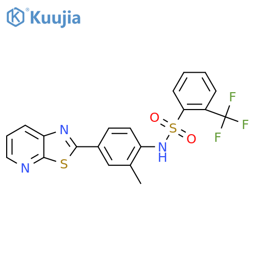N-(2-methyl-4-{1,3thiazolo5,4-bpyridin-2-yl}phenyl)-2-(trifluoromethyl)benzene-1-sulfonamide structure