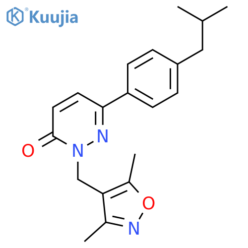 2-(3,5-dimethyl-1,2-oxazol-4-yl)methyl-6-4-(2-methylpropyl)phenyl-2,3-dihydropyridazin-3-one structure