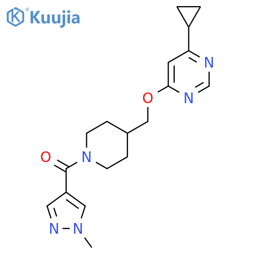 4-cyclopropyl-6-{1-(1-methyl-1H-pyrazole-4-carbonyl)piperidin-4-ylmethoxy}pyrimidine structure